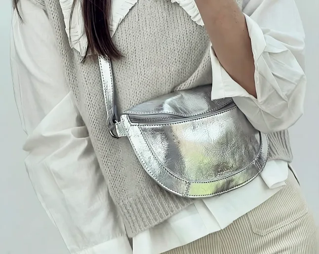 fashionable silver handbag